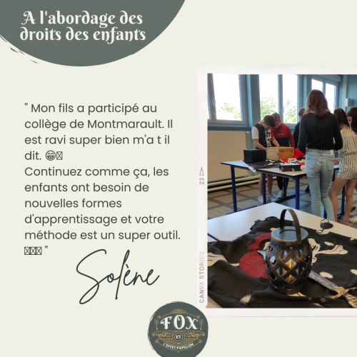 Avis. Droits enfants. escape game. maman